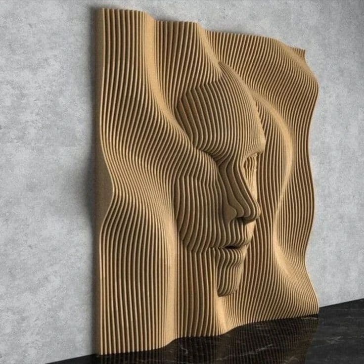 Custom TV unit with fluted wood paneling, integrated storage, and ambient backlighting — luxury media wall design and CNC fabrication by Dervano Studio.