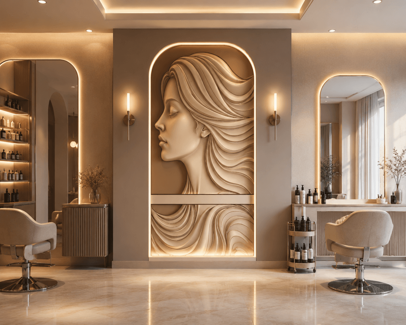 Luxury Woman Profile CNC Wall Mural